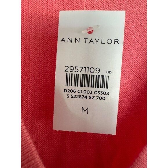Ann Taylor Coral Collared Pullover 3/4 Sleeve Sweater Medium NEW Office Career - Picture 5 of 7